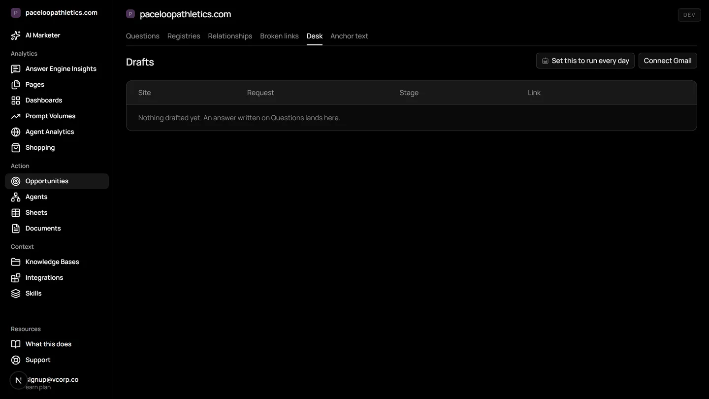 The Outreach & Distribution screen in Mentionry